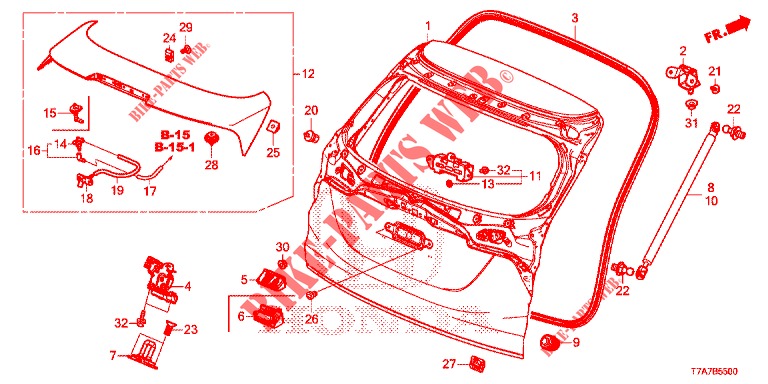 ACHTERKLEP PANEEL(2DE)  voor Honda HR-V DIESEL 1.6 EXECUTIVE 5 deuren 6-versnellings handgeschakelde versnellingsbak 2016