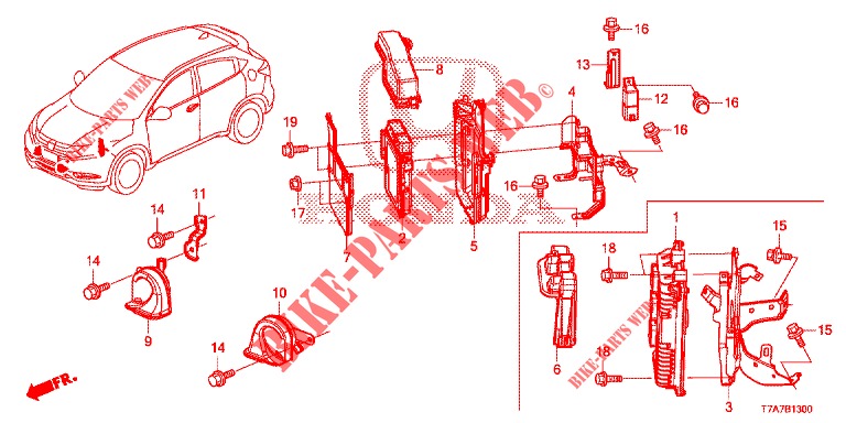 BEDIENINGSEENNEID (COMPARTIMENT MOTEUR) (1) (KE/KG) voor Honda HR-V DIESEL 1.6 EXECUTIVE 5 deuren 6-versnellings handgeschakelde versnellingsbak 2016