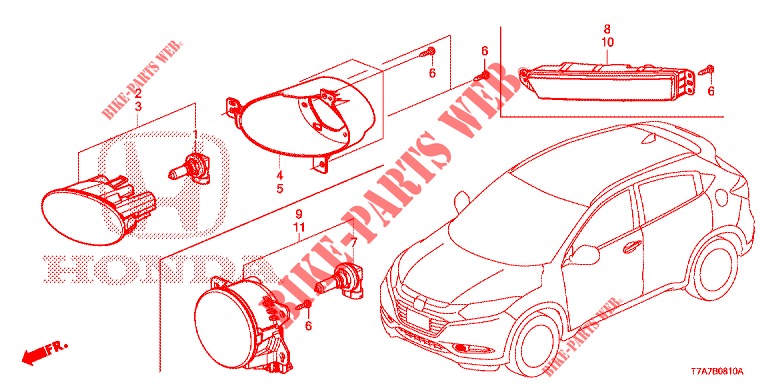 MISTLAMP  voor Honda HR-V DIESEL 1.6 EXECUTIVE 5 deuren 6-versnellings handgeschakelde versnellingsbak 2016