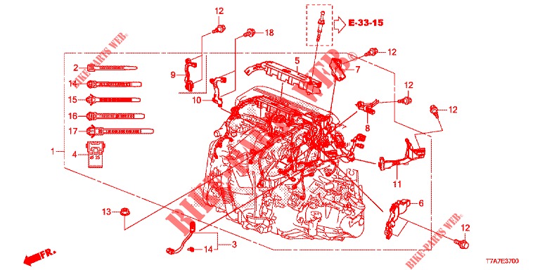 MOTOR BEDRADINGSBUNDEL (DIESEL) voor Honda HR-V DIESEL 1.6 EXECUTIVE 5 deuren 6-versnellings handgeschakelde versnellingsbak 2016