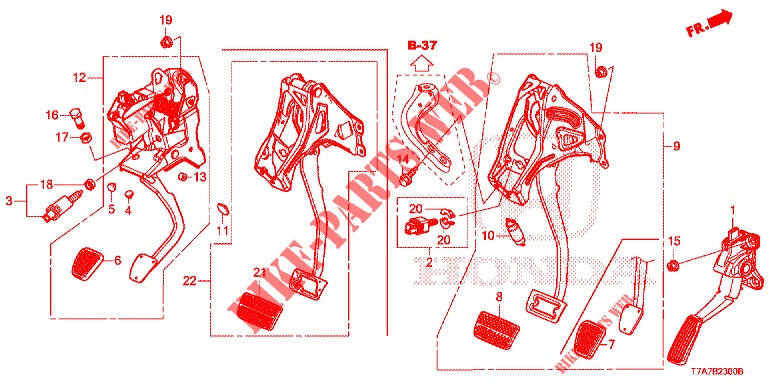 PEDAAL (LH) voor Honda HR-V DIESEL 1.6 EXECUTIVE 5 deuren 6-versnellings handgeschakelde versnellingsbak 2016