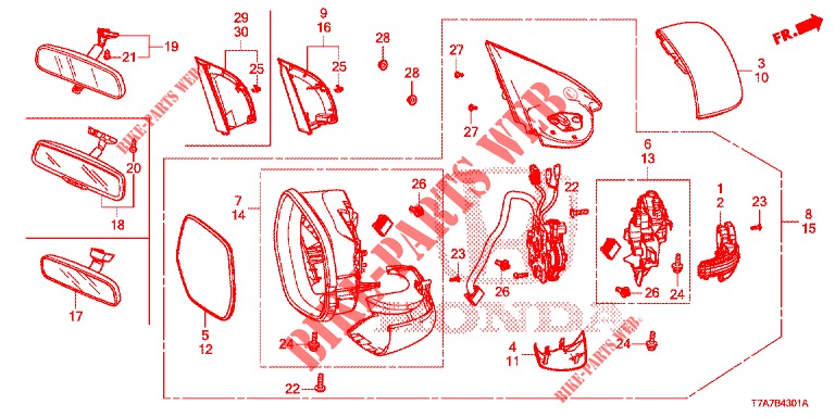 SPIEGEL/ZONNEKLEP (2) voor Honda HR-V DIESEL 1.6 EXECUTIVE 5 deuren 6-versnellings handgeschakelde versnellingsbak 2016
