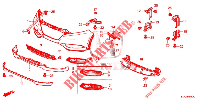 VOOR BUMPER (1) voor Honda HR-V DIESEL 1.6 EXECUTIVE 5 deuren 6-versnellings handgeschakelde versnellingsbak 2016