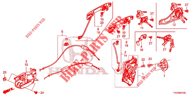 VOOR PORTIER SLOTEN/BUITEN HENDEL  voor Honda HR-V DIESEL 1.6 EXECUTIVE 5 deuren 6-versnellings handgeschakelde versnellingsbak 2016