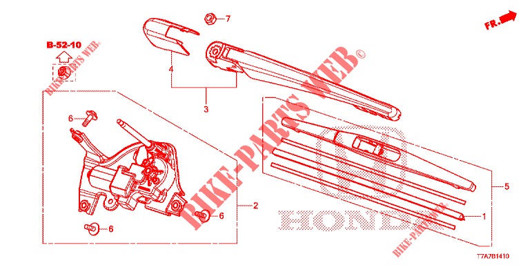 ACHTER RUITEWISSER  voor Honda HR-V 1.5 EXCLUSIVE 5 deuren 6-versnellings handgeschakelde versnellingsbak 2018