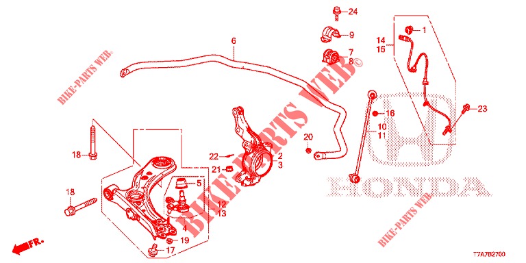 VOOR ONDER ARM/ STABILISATOR VEER  voor Honda HR-V DIESEL 1.6 EXCLUSIVE 5 deuren 6-versnellings handgeschakelde versnellingsbak 2018