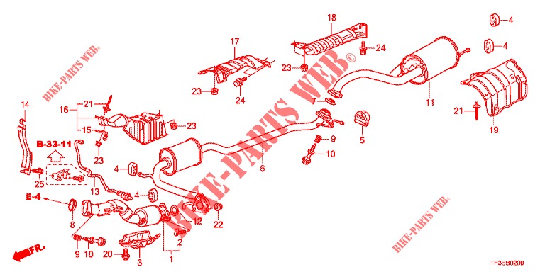 UITLAATPIJP/GELUIDDEMPER (PGM FI)  voor Honda JAZZ 1.4 LUXURY 5 deuren 5-versnellings handgeschakelde versnellingsbak 2012