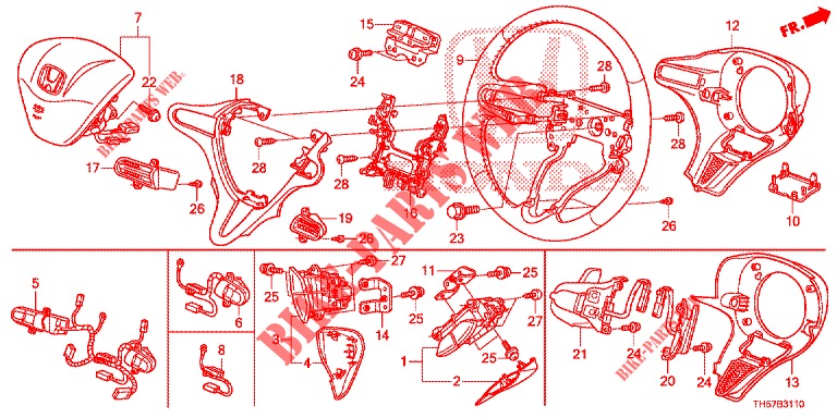 STUURWIEL ( 0C199999)  voor Honda JAZZ 1.4 LS 5 deuren 5-versnellings handgeschakelde versnellingsbak 2012