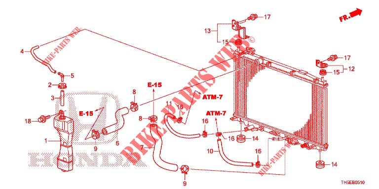 RADIATOR SLANG/RESERVETANK  voor Honda JAZZ 1.4 SPH 5 deuren 5-versnellings handgeschakelde versnellingsbak 2014