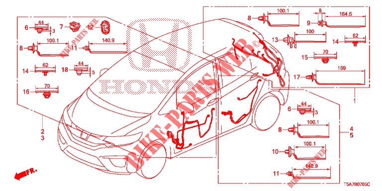BEDRADINGSBUNDEL (6) (LH) voor Honda JAZZ 1.5 DYNAMIC 5 deuren CVT versnellingsbak 2018