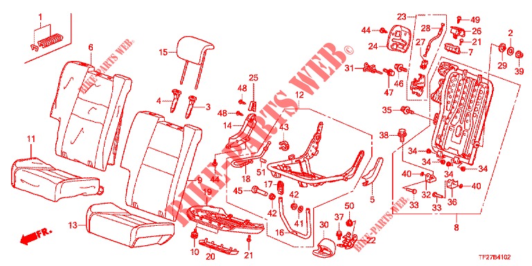 ACHTER ZITTING/VEILIGHEIDSGORDEL (D.) (CUIR) voor Honda JAZZ HYBRID LUXURY 5 deuren CVT versnellingsbak 2014