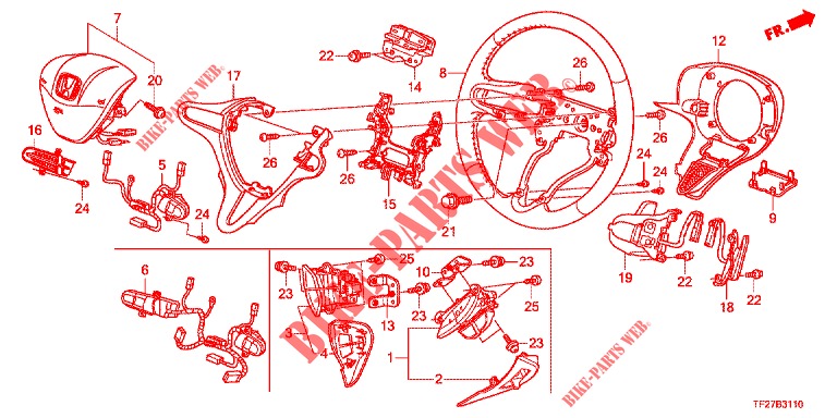 STUURWIEL ( 0C199999)  voor Honda JAZZ HYBRID LUXURY 5 deuren CVT versnellingsbak 2014