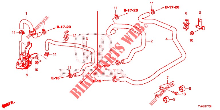WATERSLANG/VERWARMING KANAAL (LH) (1.4L) voor Honda CIVIC 1.4 S 5 deuren 6-versnellings handgeschakelde versnellingsbak 2014