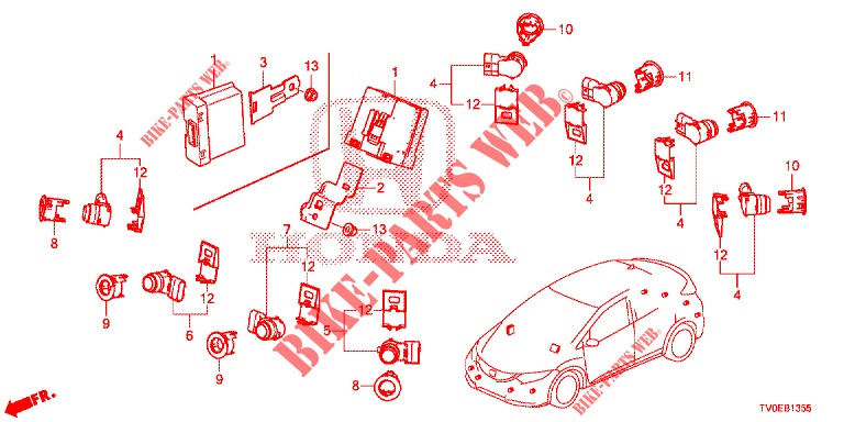 PARKEERSENSOR  voor Honda CIVIC DIESEL 1.6 EXECUTIVE 5 deuren 6-versnellings handgeschakelde versnellingsbak 2014