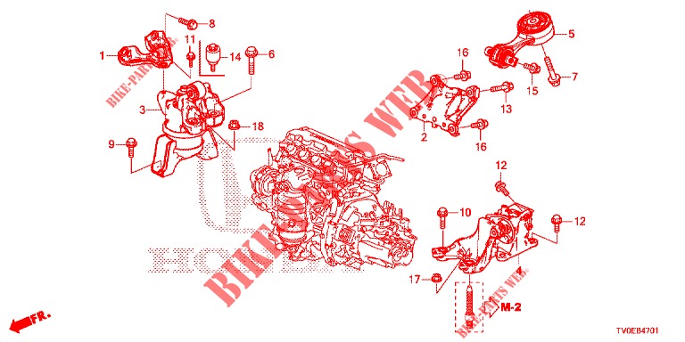 MOTOR BEVESTIGINGEN (1.8L) (MT) voor Honda CIVIC 1.8 S 5 deuren 6-versnellings handgeschakelde versnellingsbak 2014
