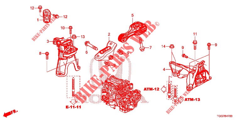 MOTOR BEVESTIGINGEN (1.5L) (CVT) voor Honda CIVIC 1.5 PRESTIGE 5 deuren CVT versnellingsbak 2018