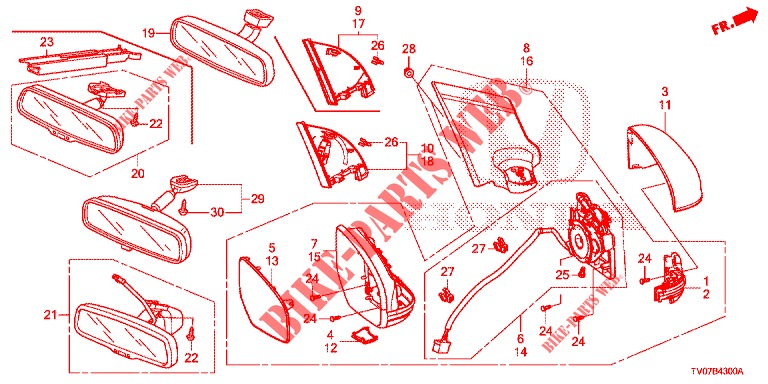SPIEGEL/ZONNEKLEP  voor Honda CIVIC DIESEL 2.2 EXCLUSIVE 5 deuren 6-versnellings handgeschakelde versnellingsbak 2013