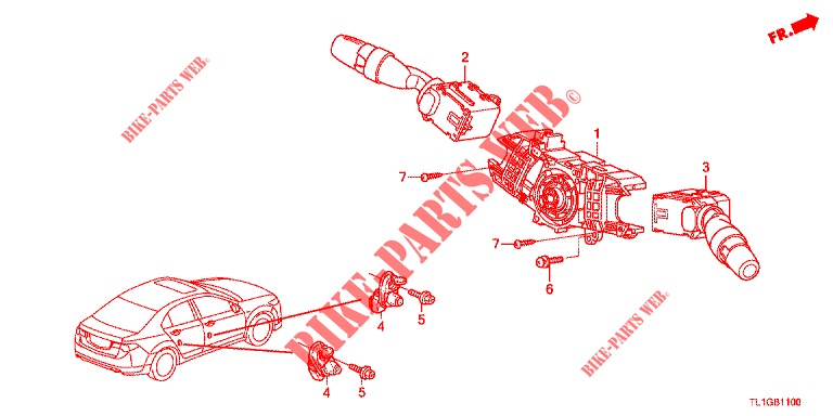 COMBINATIESCHAKELAAR  voor Honda ACCORD 2.0 EX 4 deuren 5-traps automatische versnellingsbak 2013