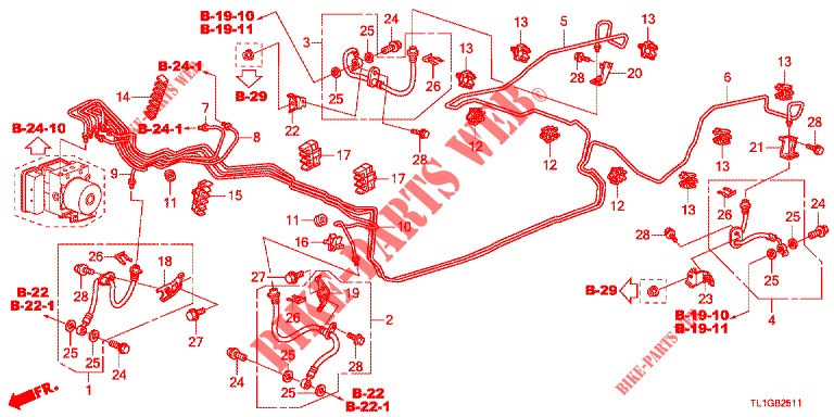 REMVOERINGEN (VSA) (RH) voor Honda ACCORD 2.0 EX 4 deuren 5-traps automatische versnellingsbak 2013