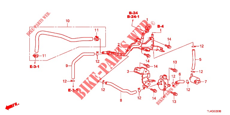INSTALLATIEPIJP/SLANGEN (2.4L) voor Honda ACCORD TOURER 2.4 EXECUTIVE 5 deuren 6-versnellings handgeschakelde versnellingsbak 2013