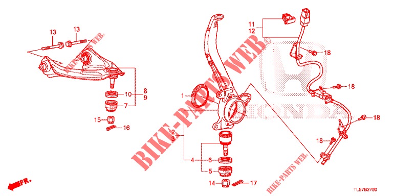VOOR KNOKKEL  voor Honda ACCORD TOURER 2.0 S 5 deuren 6-versnellings handgeschakelde versnellingsbak 2015