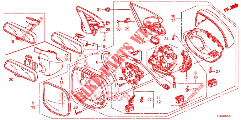 SPIEGEL/ZONNEKLEP  voor Honda ACCORD TOURER 2.0 S 5 deuren 5-traps automatische versnellingsbak 2015