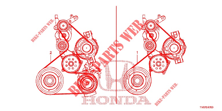 ALTERNATORRIEM(DIESEL) (2.2L) voor Honda CIVIC DIESEL 2.2 ES 5 deuren 6-versnellings handgeschakelde versnellingsbak 2012