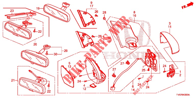 SPIEGEL/ZONNEKLEP  voor Honda CIVIC DIESEL 1.6 EX 5 deuren 6-versnellings handgeschakelde versnellingsbak 2013