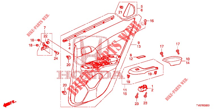 ACHTER PORTIER VOERING(4DE)  voor Honda CIVIC DIESEL 1.6 S 5 deuren 6-versnellings handgeschakelde versnellingsbak 2013