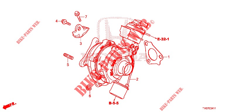 TURBOLADER (DIESEL) (1.6L) voor Honda CIVIC DIESEL 1.6 S 5 deuren 6-versnellings handgeschakelde versnellingsbak 2013
