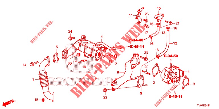 VALVE RECIRC. GAS ECHAP. LOW PRESSURE LOOP (DIESEL) (1.6L) voor Honda CIVIC DIESEL 1.6 S 5 deuren 6-versnellings handgeschakelde versnellingsbak 2013