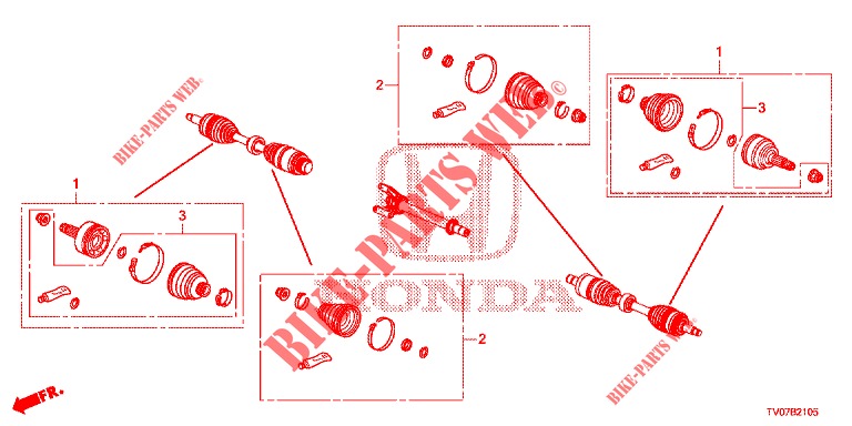 VOORSTE AANDRIJFASSET    KORTE ONDERDELEN  voor Honda CIVIC DIESEL 1.6 S 5 deuren 6-versnellings handgeschakelde versnellingsbak 2013