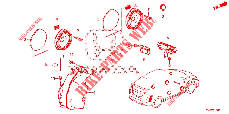 ANTENNE/LUIDSPREKER  voor Honda CIVIC 1.8 ES 5 deuren 6-versnellings handgeschakelde versnellingsbak 2014