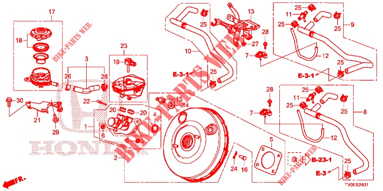 REM HOOFDCILINDER/HOOFDSPANNING (RH) voor Honda CIVIC 1.8 ES 5 deuren 6-versnellings handgeschakelde versnellingsbak 2014