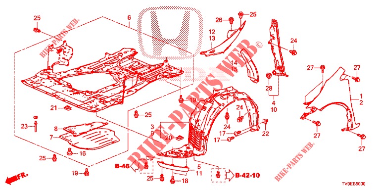 VOOR KAPPEN  voor Honda CIVIC 1.8 ES 5 deuren 6-versnellings handgeschakelde versnellingsbak 2014