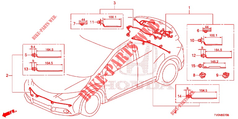 BEDRADINGSBUNDEL (5) voor Honda CIVIC 1.8 EX 5 deuren 6-versnellings handgeschakelde versnellingsbak 2016