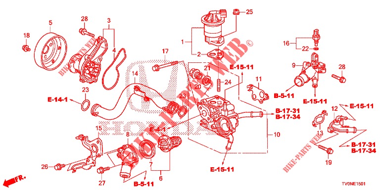 WATERPOMP/THERMOSTAAT (1.8L) voor Honda CIVIC 1.8 EX 5 deuren 6-versnellings handgeschakelde versnellingsbak 2016
