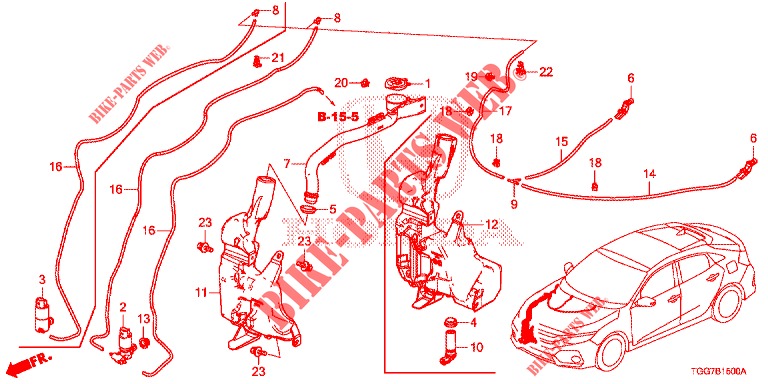 VOOR RUITEWISSER (AVANT) voor Honda CIVIC 1.0 EXGT 5 deuren 6-versnellings handgeschakelde versnellingsbak 2017
