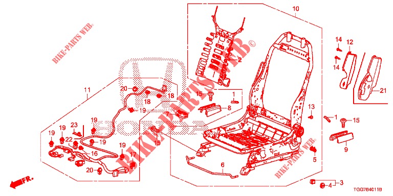 V. ZITTING COMPONENTEN (G.) (SIEGE REGLAGE MANUEL) (2) voor Honda CIVIC 1.5 RS 5 deuren 6-versnellings handgeschakelde versnellingsbak 2018