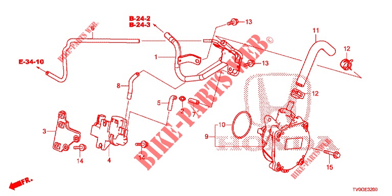 INSTALLATIEPIJP/VACUUMPOMP (DIESEL) voor Honda CIVIC DIESEL 1.6 EXGT EURO 6 5 deuren 6-versnellings handgeschakelde versnellingsbak 2015