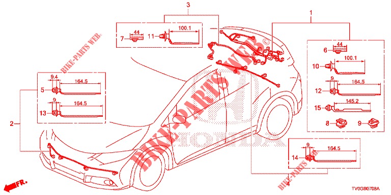BEDRADINGSBUNDEL (5) voor Honda CIVIC DIESEL 1.6 ES 5 deuren 6-versnellings handgeschakelde versnellingsbak 2015