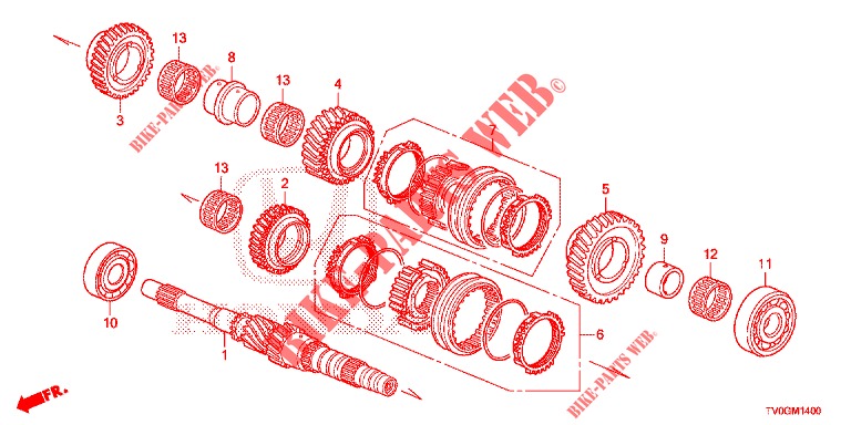 HOOFDAS (DIESEL) voor Honda CIVIC DIESEL 1.6 ES EURO 6 5 deuren 6-versnellings handgeschakelde versnellingsbak 2015