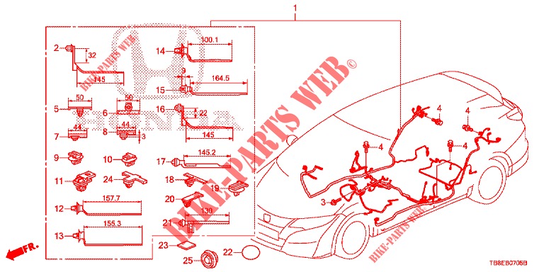 BEDRADINGSBUNDEL (3) (RH) voor Honda CIVIC TOURER 1.8 EX 5 deuren 5-traps automatische versnellingsbak 2015