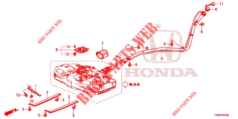 BRANDSTOF VUL PIJP  voor Honda CIVIC TOURER 1.8 EXGT 5 deuren 5-traps automatische versnellingsbak 2015