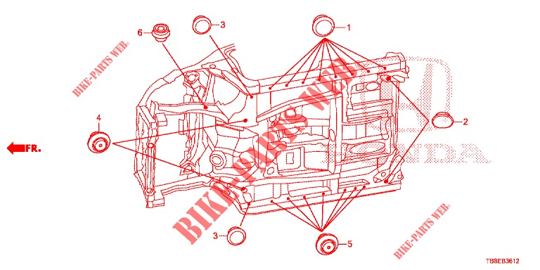 DOORVOERTULLE (INFERIEUR) voor Honda CIVIC TOURER 1.8 SE 5 deuren 5-traps automatische versnellingsbak 2016