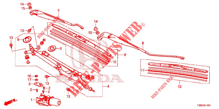 VOOR RUITESPROEIER (RH) voor Honda CIVIC TOURER 1.8 EX 5 deuren 5-traps automatische versnellingsbak 2017