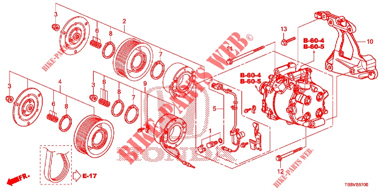 AIRCONDITIONER (COMPRESSEUR) (1.8L) voor Honda CIVIC TOURER 1.8 SE 5 deuren 5-traps automatische versnellingsbak 2017