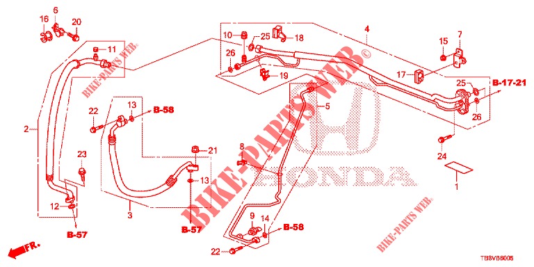 AIRCONDITIONER (FLEXIBLES/TUYAUX) (1.8L) (RH) voor Honda CIVIC TOURER 1.8 SE 5 deuren 5-traps automatische versnellingsbak 2017