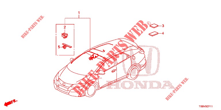 BEDRADINGSBUNDEL (6) (RH) voor Honda CIVIC TOURER 1.8 SE 5 deuren 5-traps automatische versnellingsbak 2017