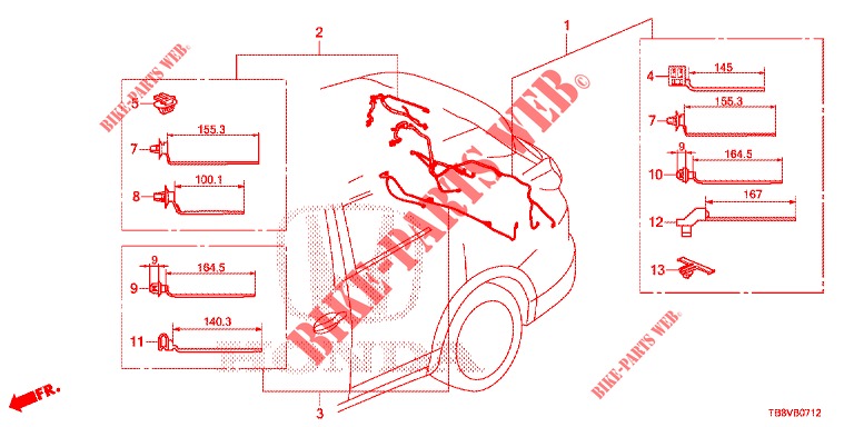 BEDRADINGSBUNDEL (7) voor Honda CIVIC TOURER 1.8 SE 5 deuren 5-traps automatische versnellingsbak 2017